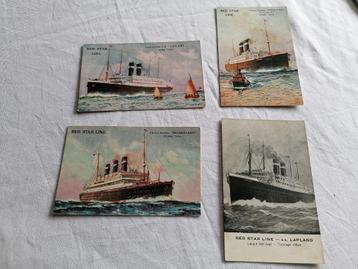 4 oude postkaarten Red Star Line  beschikbaar voor biedingen