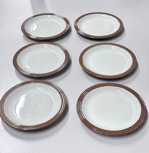 6X antiek servies Schotel schotels Denby zandsteen 16cm, Antiek en Kunst, Antiek | Servies los, Ophalen of Verzenden