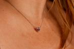 Collier en argent avec cœur en zirconium., Envoi, Comme neuf, Rose, Cœur