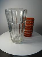 Vintage art deco facet glazen vaas klaar glas - 19 cm, Antiek en Kunst, Ophalen of Verzenden