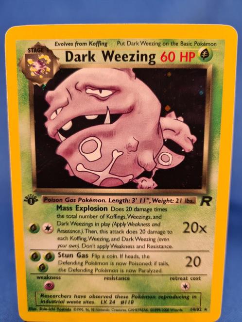 Dark Weezing 14/82 - Team Rocket (1st edition), Hobby en Vrije tijd, Verzamelkaartspellen | Pokémon, Zo goed als nieuw, Verzenden