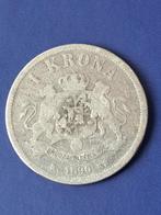 1890 Suède 1 couronne en argent Oscar II, rare, Envoi, Monnaie en vrac, Argent, Autres pays