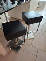 Barkruk zwart leder en chroom in hoogte verstelbaar 4 stuks, Ophalen, Gebruikt, In hoogte verstelbaar, 60 tot 90 cm