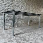 vintage eettafel, rookglas chrome buisframe '60, Huis en Inrichting, Tafels | Eettafels, 50 tot 100 cm, 150 tot 200 cm, Rechthoekig