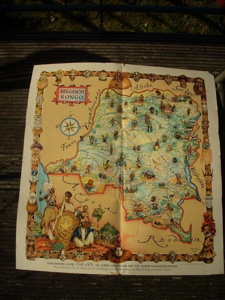 poster Belgisch Congo 1950 Côte d'Or, Livres, Atlas & Cartes géographiques, Enlèvement ou Envoi