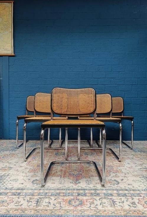 6x Vintage Originele Cesca Stoelen, Maison & Meubles, Canapés | Salons, Bois, Métal, Enlèvement