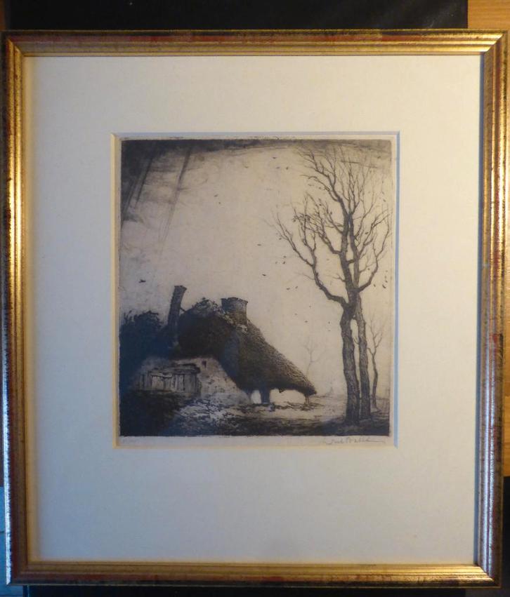 Het huis op de mechelse heide, Antiek en Kunst, Kunst | Etsen en Gravures, Ophalen of Verzenden