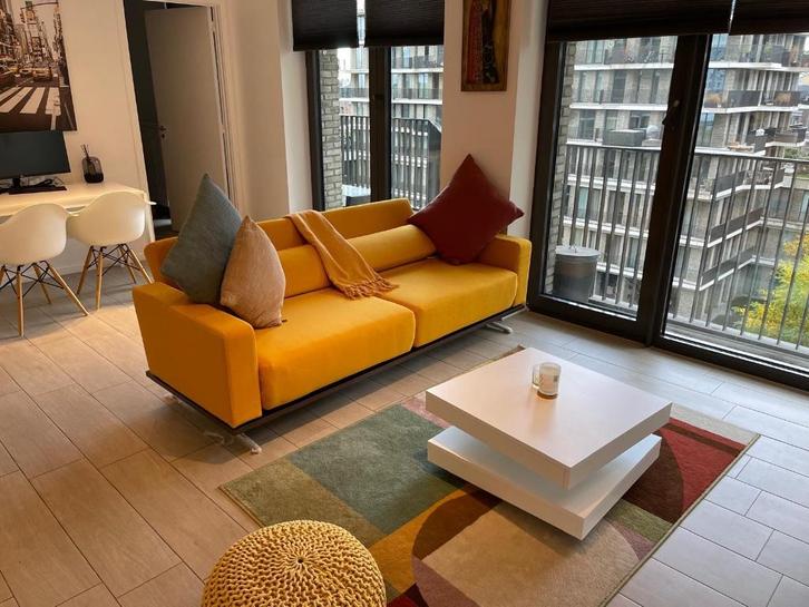 Modern Yellow Sofa Bed – Adjustable Backrests, Huis en Inrichting, Zetels | Zetels en Chaises Longues, Gebruikt, Tweepersoons