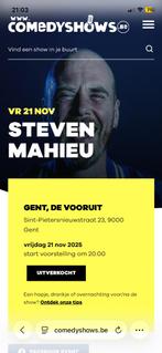 2 tickets steven mahieu vooruit gent 21/11/25 20u, Tickets en Kaartjes
