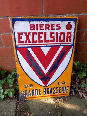 Enseigne publicitaire émaillée bière, Enlèvement ou Envoi, Utilisé