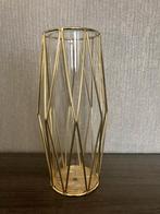Vaas goud-glas 10x10x28, Ophalen of Verzenden, Zo goed als nieuw, Glas, Minder dan 50 cm