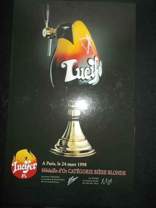 Lucifer - Brij. Riva - Dentergem - Desplenter - 1998 -karton, Verzamelen, Biermerken, Gebruikt, Reclamebord, Plaat of Schild, Overige merken