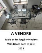 Table et chaises en fer forgé, Maison & Meubles, 150 à 200 cm, Cinq personnes ou plus, Enlèvement, Utilisé