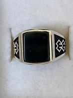 Zilveren onyx herenring maat 23,5, Avec pierre précieuse, Argent, Femme, Rouge