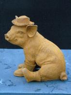 statue d un cochon avec un chapeau et des bottes en fonte ., Animal, Enlèvement ou Envoi, Métal, Neuf