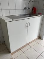 Kast met gootsteen / spoelbak - Af te halen regio Roeselare, Ophalen, Gebruikt, Wit, Staal of Inox