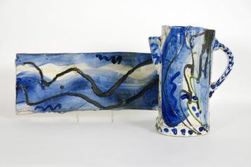 Keramiek set kan en schaal - kunst beschikbaar voor biedingen