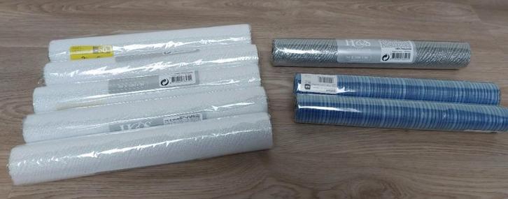 Tafelloper 5m - blauw, wit en grijs - nieuw, Hobby en Vrije tijd, Feestartikelen, Nieuw, Versiering, Ophalen