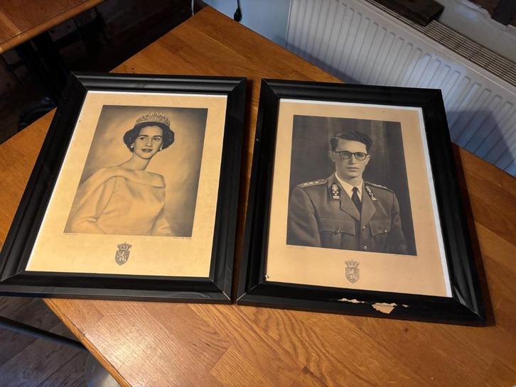 portretten Fabiola en Boudewijn, Verzamelen, Koningshuis en Royalty, Gebruikt, Kaart, Foto of Prent, Ophalen