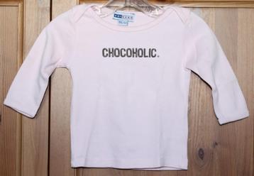 Roze longsleeve "Chocoholic" (maat 86 - 92) beschikbaar voor biedingen