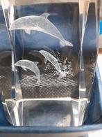Bloc de verre gravure interne 3D de dauphins, Enlèvement ou Envoi