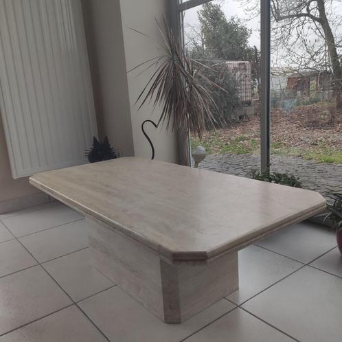 Salontafel in travertijn, Huis en Inrichting, Tafels | Salontafels, Zo goed als nieuw, Minder dan 50 cm, 50 tot 100 cm, 100 tot 150 cm