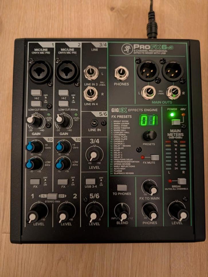 Mackie ProFX6v3 — USB-mixer — perfecte staat, Muziek en Instrumenten, Mengpanelen, Zo goed als nieuw, 5 tot 10 kanalen, Microfooningang