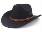 Cowboyhoed Zwart met mooie bruine Leder riemgesp (Nieuw), Kleding | Heren, Ophalen of Verzenden, Nieuw, 58 of 59 cm (L, 7¼ of ⅜ inch)