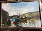 Schilderij Haven getekend J. Ambrose. 121/Ea., Ophalen
