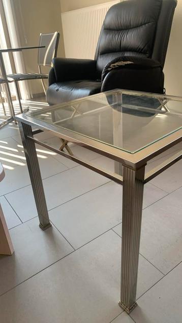 Table basse rétro en laiton 56cm carrée 48 de haut, Maison & Meubles, Tables | Tables à manger, Enlèvement, Utilisé, Carré, Métal