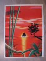 Peinture asiatique signée MENKO 86, Antiquités & Art, Enlèvement