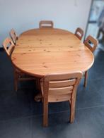 massief grenen tafel met 6 stoelen, Huis en Inrichting, Ophalen, Gebruikt, Landelijk rustiek, 150 tot 200 cm