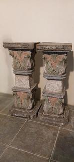 Antieke, polychroom houten beeldensokkels., Antiek en Kunst, Ophalen