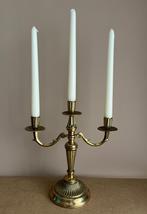 Opvouwbare kaarshouder met 3 takken massief messing, Gebruikt, Overige kleuren, Ophalen of Verzenden, Kandelaar