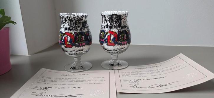 Uniek Loes Van Delft glas 3/25 of 4/25 met certificaat, Verzamelen, Biermerken, Zo goed als nieuw, Ophalen