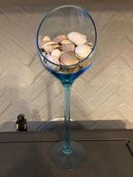 Blauw glas met schelpen, Huis en Inrichting, Woonaccessoires | Overige, Nieuw, Decoratie, Ophalen of Verzenden