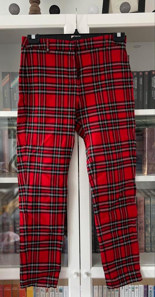 Pantalon carreaux t.38, Kleding | Dames, Broeken en Pantalons, Gedragen, Maat 38/40 (M), Rood, Driekwart, Ophalen of Verzenden