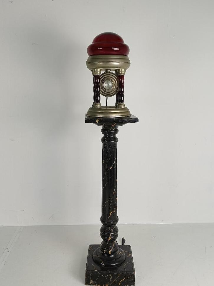 Unieke Vintage Tin Lamp met Klokmechanisme uit Italië, Antiek en Kunst, Antiek | Verlichting, Ophalen of Verzenden