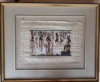 Egyptische Papyrus tekening in goudkleurig kader, Antiek en Kunst, Ophalen of Verzenden
