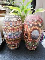 2 vintage vazen met sigarenbandjes., Ophalen of Verzenden