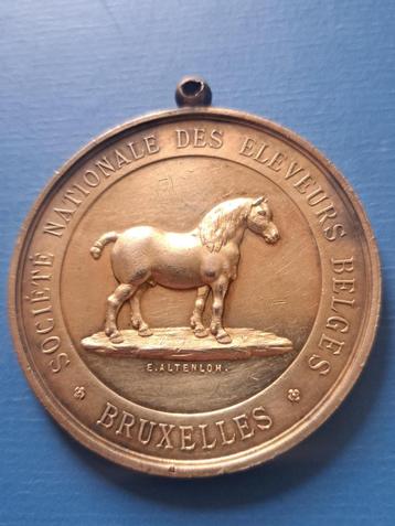 (1887?) medaille trekpaard Léopold II Altenloh beschikbaar voor biedingen