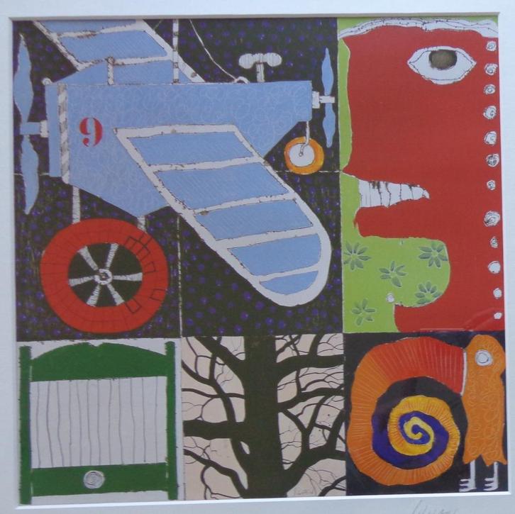 CHRISTIAN SILVAIN / NO / KLEUROFFSET / 53x53cm / KADER / SIG, Antiek en Kunst, Kunst | Litho's en Zeefdrukken, Ophalen of Verzenden