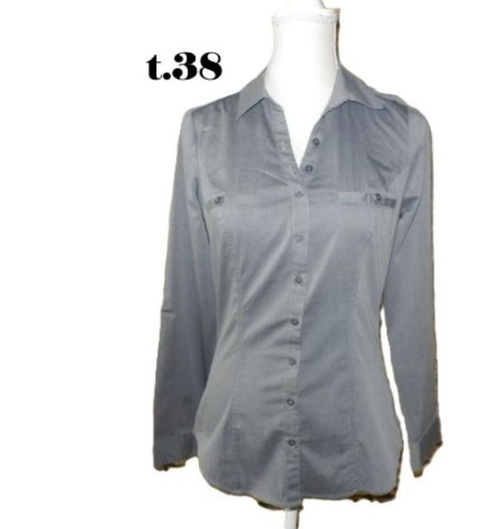 (13) -chemisier femme t.38 gris - jennyfer -, Kleding | Dames, Blouses en Tunieken, Zo goed als nieuw, Maat 38/40 (M), Grijs, Ophalen of Verzenden