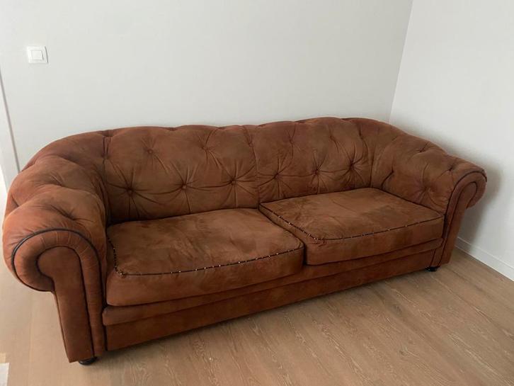 Chesterfield 3zit, Maison & Meubles, Canapés | Salons, Utilisé, Banc droit, Trois personnes, 200 à 250 cm, 100 à 125 cm, Tissus