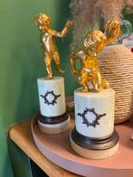 Antieke bronzen engeltjes op marmer, Antiek en Kunst, Ophalen, Brons