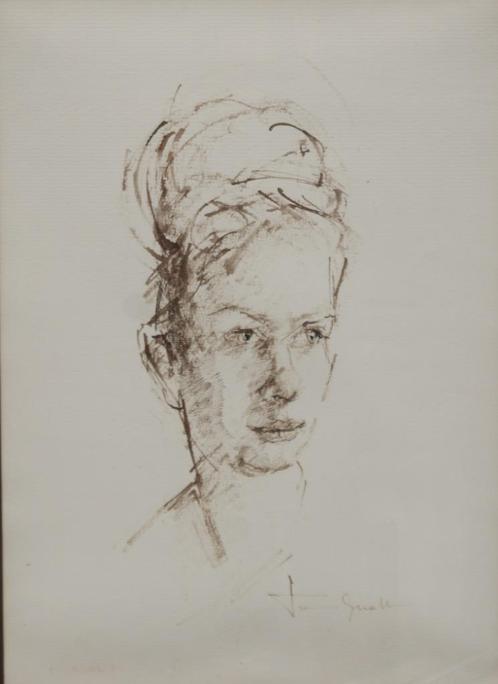 José Van Gucht (1913-1980): Vrouwenportret (60 x 80 cm), Antiek en Kunst, Kunst | Schilderijen | Klassiek, Ophalen