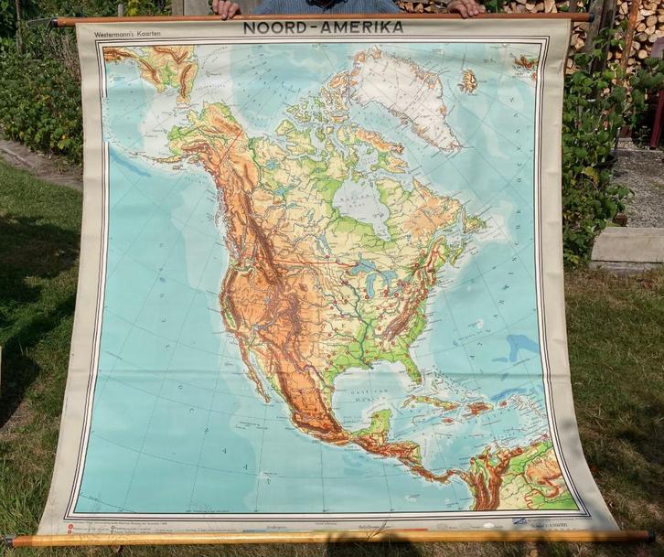 Westermann's schoolkaart Noord-Amerika, Antiek en Kunst, Antiek | Schoolplaten, Aardrijkskunde, Ophalen