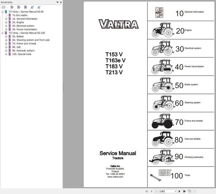 Valtra T153V T163eV T183V T213V Tractor Service Manual PDF, Auto diversen, Handleidingen en Instructieboekjes, Verzenden