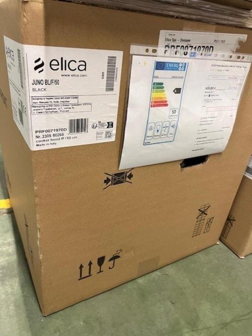 ELICA Hotte décorative JUNO BL/F/50 Noir 50 cm, Elektronische apparatuur, Afzuigkappen, Nieuw, Vrijstaand, Overige typen, 200 tot 400 m³ per uur