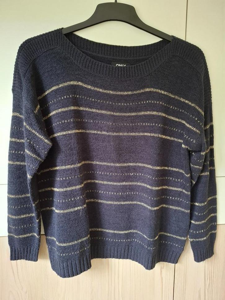 Marineblauwe damestrui met boothals „Only”, Kleding | Dames, Truien en Vesten, Gedragen, Maat 42/44 (L), Blauw, Verzenden